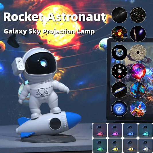 Rocket Astronaut Galaxy Starry Sky Projector Lamp